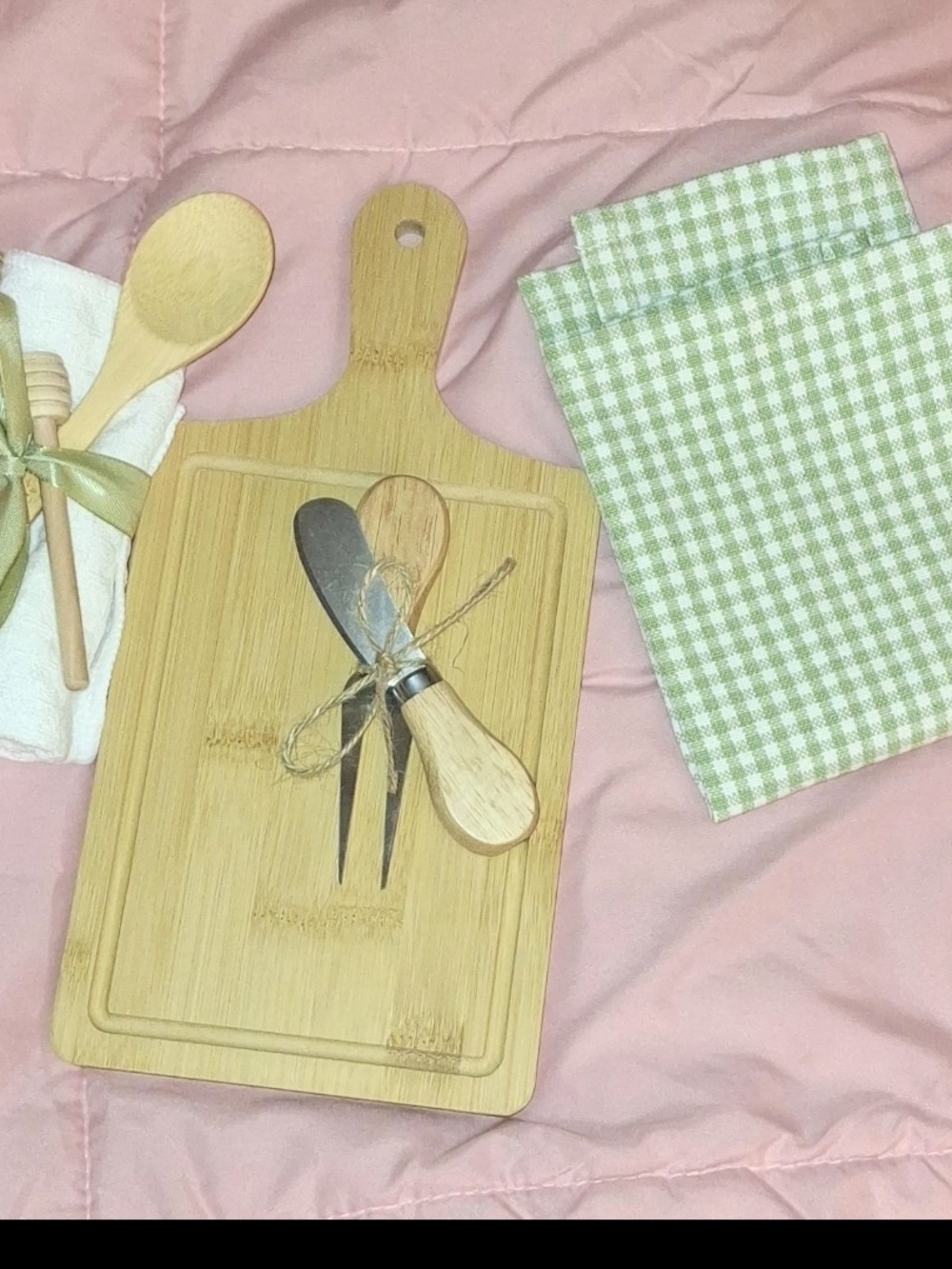 Bamboo Serving Board with Cheese Knife Set - Natural